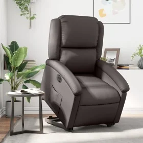 Sillón reclinable eléctrico pie cuero auténtico marrón oscuro de , Sillones - Ref: Foro24-3204271, Precio: 455,82 €, Descuent...