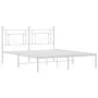 Metal bed frame with white headboard 150x200 cm by , Beds and slatted bases - Ref: Foro24-374390, Price: 103,89 €, Discount: %