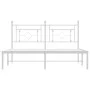 Metal bed frame with white headboard 150x200 cm by , Beds and slatted bases - Ref: Foro24-374390, Price: 103,89 €, Discount: %