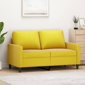 Sofá de 2 plazas terciopelo amarillo 120 cm