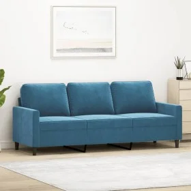 3-Sitzer-Sofa aus blauem Samt, 180 cm von , Sofas - Ref: Foro24-359218, Preis: 336,48 €, Rabatt: %
