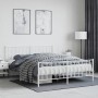 Metal bed frame with headboard and white footboard 160x200 cm by , Beds and slatted bases - Ref: Foro24-374507, Price: 119,89...