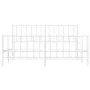 Bettgestell aus Metall mit Kopfteil und weißem Fußteil 160x200 cm von , Betten und Lattenroste - Ref: Foro24-374507, Preis: 1...