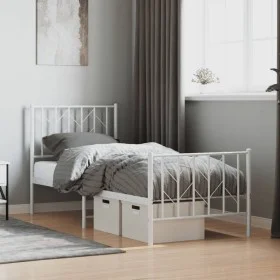 Estructura cama metal con cabecero y pie cama blanca 75x190 cm de , Camas y somieres - Ref: Foro24-374494, Precio: 62,81 €, D...