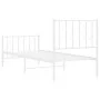 Metal bed frame with headboard and footboard white 75x190 cm by , Beds and slatted bases - Ref: Foro24-374494, Price: 62,81 €...