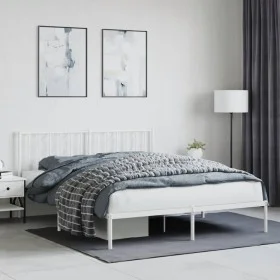 White metal bed frame with headboard 160x200 cm by , Beds and slatted bases - Ref: Foro24-374489, Price: 118,33 €, Discount: %