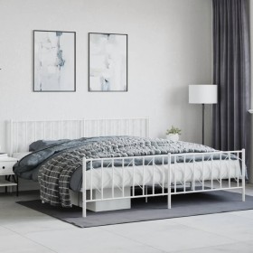 Estructura cama metal con cabecero y estribo blanco 200x200 cm