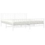 Estructura cama metal con cabecero y estribo blanco 200x200 cm de , Camas y somieres - Ref: Foro24-374511, Precio: 142,18 €, ...