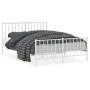 Metal bed frame with headboard and white footboard 140x200 cm by , Beds and slatted bases - Ref: Foro24-374505, Price: 103,07...