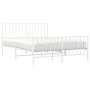 Metal bed frame with headboard and white footboard 140x200 cm by , Beds and slatted bases - Ref: Foro24-374505, Price: 104,46...