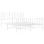 Metal bed frame with headboard and white footboard 140x200 cm by , Beds and slatted bases - Ref: Foro24-374505, Price: 103,07...