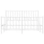 Metal bed frame with headboard and white footboard 140x200 cm by , Beds and slatted bases - Ref: Foro24-374505, Price: 103,07...