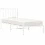 Metal bed frame with white headboard 80x200 cm by , Beds and slatted bases - Ref: Foro24-374477, Price: 61,47 €, Discount: %