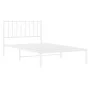 Estructura de cama de metal con cabecero blanco 107x203 cm de , Camas y somieres - Ref: Foro24-374482, Precio: 67,77 €, Descu...