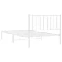 Estructura de cama de metal con cabecero blanco 107x203 cm de , Camas y somieres - Ref: Foro24-374482, Precio: 67,77 €, Descu...