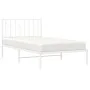 Bettgestell aus Metall mit weißem Kopfteil 100x190 cm von , Betten und Lattenroste - Ref: Foro24-374480, Preis: 62,68 €, Raba...