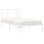 Estructura de cama de metal con cabecero blanco 100x190 cm de , Camas y somieres - Ref: Foro24-374480, Precio: 63,51 €, Descu...