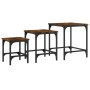 Stapelbare Couchtische, 3-teilig, aus Holzwerkstoff, geräucherte Eiche von , Couchtisch - Ref: Foro24-838935, Preis: 48,81 €,...