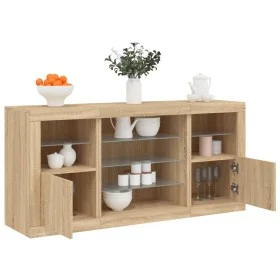 Sideboard with LED lights Sonoma oak 142.5x37x67 cm by , Sideboards - Ref: Foro24-3209088, Price: 176,83 €, Discount: %