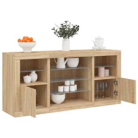 Sideboard mit LED-Leuchten Sonoma-Eiche 142,5x37x67 cm von , Sideboards - Ref: Foro24-3209088, Preis: 176,83 €, Rabatt: %