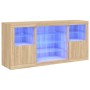 Sideboard with LED lights Sonoma oak 142.5x37x67 cm by , Sideboards - Ref: Foro24-3209088, Price: 180,92 €, Discount: %
