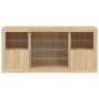 Sideboard with LED lights Sonoma oak 142.5x37x67 cm by , Sideboards - Ref: Foro24-3209088, Price: 180,92 €, Discount: %
