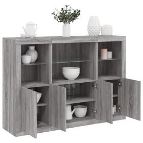 Sideboard mit LED-Licht, 3-teilig, Sonoma-Grau, Holzwerkstoff von , Sideboards - Ref: Foro24-3209112, Preis: 232,19 €, Rabatt: %