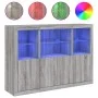Sideboard with LED Light 3 Pieces Sonoma Gray Engineered Wood by , Sideboards - Ref: Foro24-3209112, Price: 229,67 €, Discoun...