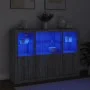 Sideboard with LED Light 3 Pieces Sonoma Gray Engineered Wood by , Sideboards - Ref: Foro24-3209112, Price: 229,67 €, Discoun...