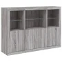 Sideboard with LED Light 3 Pieces Sonoma Gray Engineered Wood by , Sideboards - Ref: Foro24-3209112, Price: 229,67 €, Discoun...