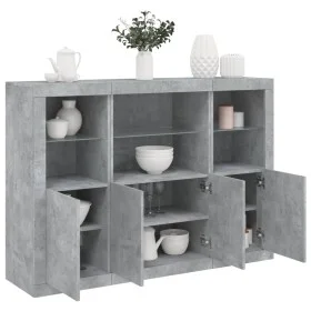 Sideboard with LED light 3 pieces concrete gray engineered wood by , Sideboards - Ref: Foro24-3209110, Price: 212,11 €, Disco...