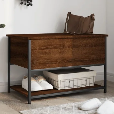 Oak brown engineered wood storage bench 70x42.5x47 cm by , Benches for halls and storage - Ref: Foro24-839022, Price: 54,95 €...