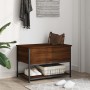 Oak brown engineered wood storage bench 70x42.5x47 cm by , Benches for halls and storage - Ref: Foro24-839022, Price: 55,64 €...