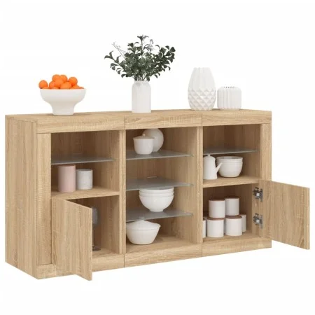 Sideboard with LED lights Sonoma oak 123x37x67 cm by , Sideboards - Ref: Foro24-3209081, Price: 171,09 €, Discount: %