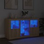 Sideboard with LED lights Sonoma oak 123x37x67 cm by , Sideboards - Ref: Foro24-3209081, Price: 177,11 €, Discount: %