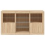 Sideboard with LED lights Sonoma oak 123x37x67 cm by , Sideboards - Ref: Foro24-3209081, Price: 177,11 €, Discount: %