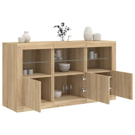 Sideboard with LED lights Sonoma oak 123x37x67 cm by , Sideboards - Ref: Foro24-3209060, Price: 167,69 €, Discount: %