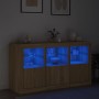 Sideboard with LED lights Sonoma oak 123x37x67 cm by , Sideboards - Ref: Foro24-3209060, Price: 173,26 €, Discount: %