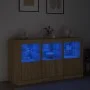 Sideboard with LED lights Sonoma oak 123x37x67 cm by , Sideboards - Ref: Foro24-3209060, Price: 167,69 €, Discount: %