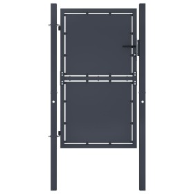 Puerta de valla de jardín acero gris antracita 100x125 cm