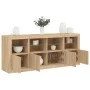 Sideboard with LED lights Sonoma oak 163x37x67 cm by , Sideboards - Ref: Foro24-3209074, Price: 185,84 €, Discount: %