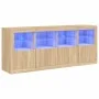 Aparador con luces LED roble Sonoma 163x37x67 cm de , Aparadores - Ref: Foro24-3209074, Precio: 185,84 €, Descuento: %