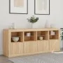 Sideboard with LED lights Sonoma oak 163x37x67 cm by , Sideboards - Ref: Foro24-3209074, Price: 185,84 €, Discount: %