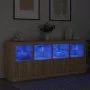 Sideboard with LED lights Sonoma oak 163x37x67 cm by , Sideboards - Ref: Foro24-3209074, Price: 185,84 €, Discount: %