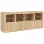 Sideboard with LED lights Sonoma oak 163x37x67 cm by , Sideboards - Ref: Foro24-3209074, Price: 185,84 €, Discount: %