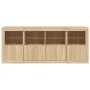 Sideboard with LED lights Sonoma oak 163x37x67 cm by , Sideboards - Ref: Foro24-3209074, Price: 185,84 €, Discount: %