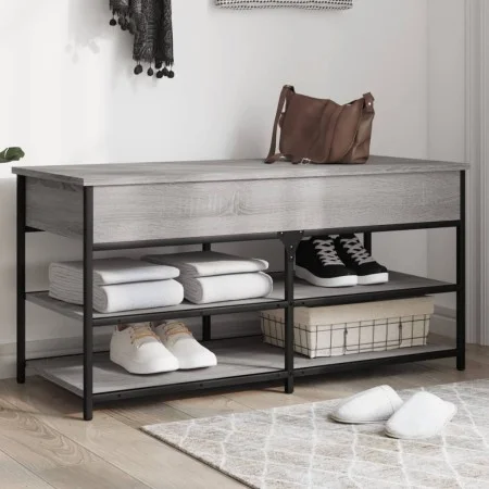 Sonoma gray engineered wood shoe bench 100x42.5x50 cm by , Benches for halls and storage - Ref: Foro24-839036, Price: 77,27 €...