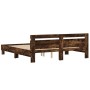 Smoked oak engineered wood bed with headboard 200x200 cm by , Beds and slatted bases - Ref: Foro24-3207396, Price: 160,00 €, ...