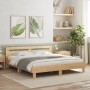 Cama con cabecero madera de ingeniería roble Sonoma 200x200 cm de , Camas y somieres - Ref: Foro24-3207394, Precio: 162,49 €,...