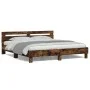 Smoked oak bed frame with headboard and LED lights 180x200cm by , Beds and slatted bases - Ref: Foro24-3207529, Price: 177,72...